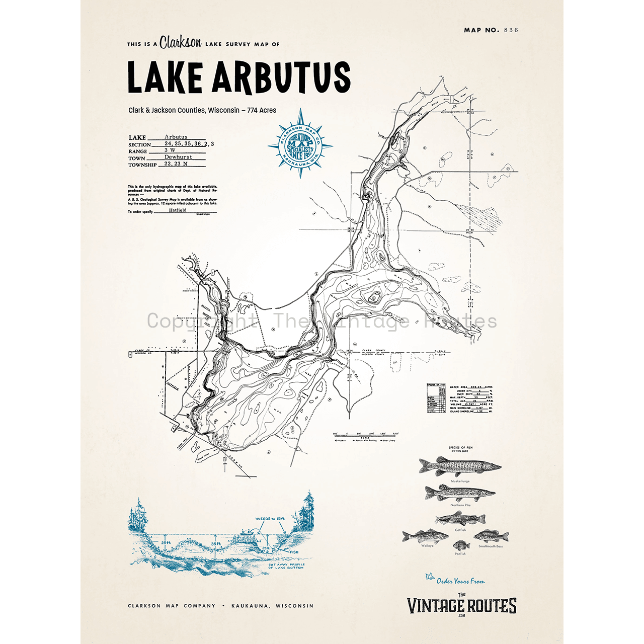 Lake Arbutus, Clark & Jackson Counties, WI