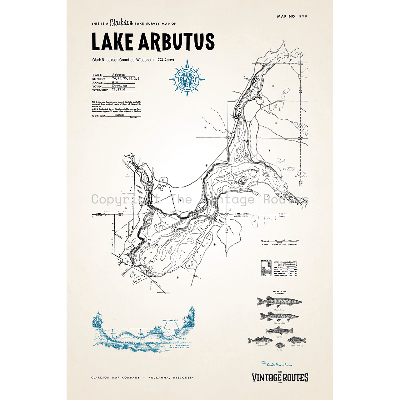 Lake Arbutus, Clark & Jackson Counties, WI