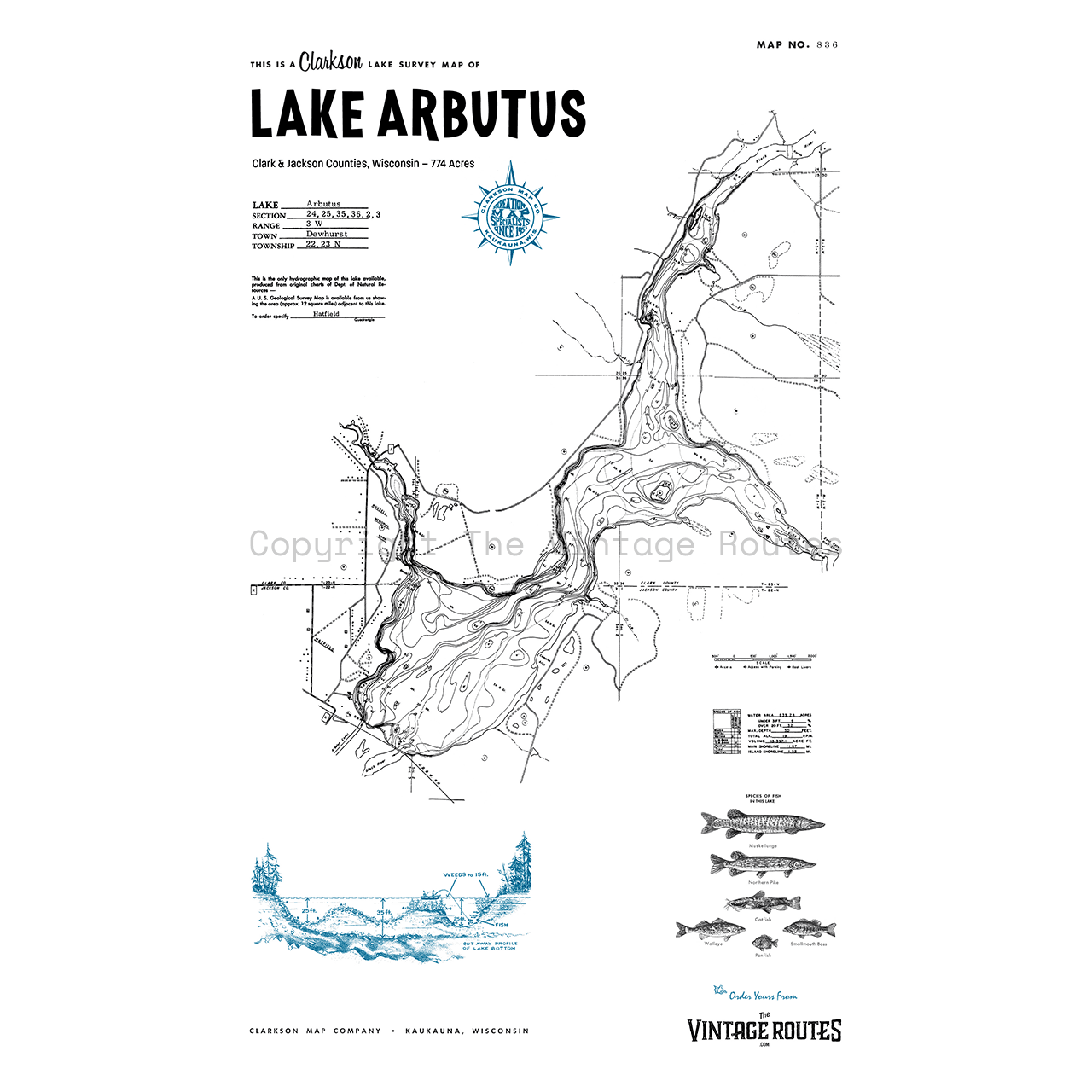 Lake Arbutus, Clark & Jackson Counties, WI